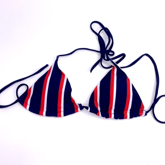 Striped Women's Bikini Push Up Padded Top Blue - Picture 4 of 7